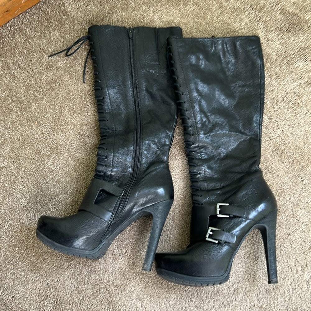 Leather knee High boots